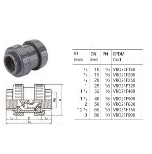 Clapet de sens B.S.P. PVC-U D 3/8" PN 16 ― Mall  BB