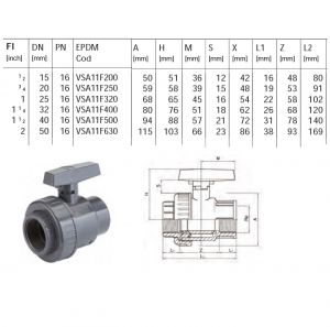 Robinet cu bila B.S.P. PVC-U 1/2" PN 16 ― Mall  BB