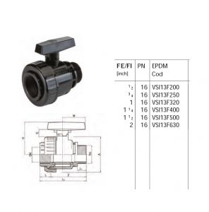 Robinet cu bila B.S.P. PVC-U D 1/2" PN 16 ― Mall  BB