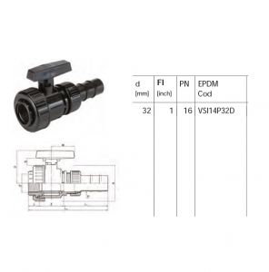 Robinet cu bila cu adaptor furtun PVC-U D 32MM PN 16 ― Mall  BB