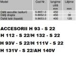 ACCESORII H 93 - S 22/H 112 - S 22/H 132 - S 22/H 93V - S 22/H 111V - S 22/H 131V - S 22/AH 140V 