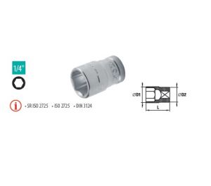 Capete chei tubulare cu simplu hexagon 1/4” - SH 8