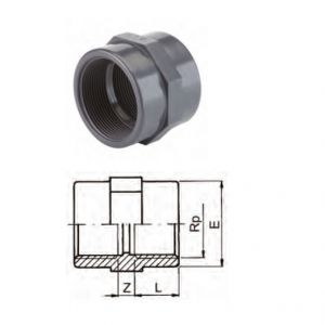 Mufa filetata F.I. PVC-U 1/2" PN 16  ― Mall  BB