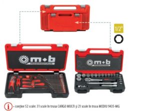 Trusă scule manuale Fusion Box JUNIOR conţine 52 scule: 31 scule în trusa CARGO MULTI şi 21 scule în trusa MEDIU